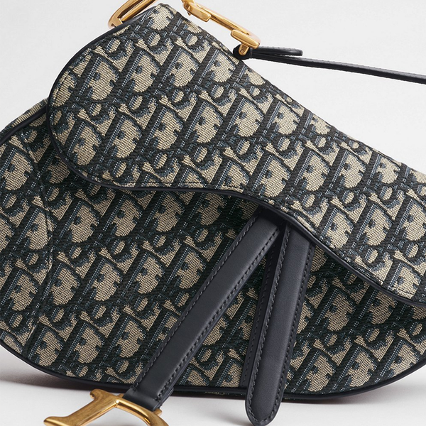 Saddle Jacquard Dior Oblique blu borsa a tracolla