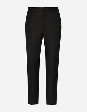 STRETCH WOOL PANTS WITH SIDE BANDS