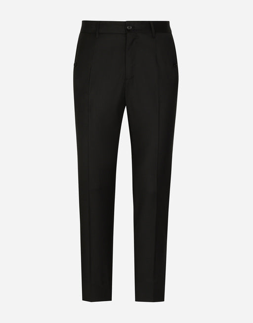 STRETCH WOOL PANTS WITH SIDE BANDS