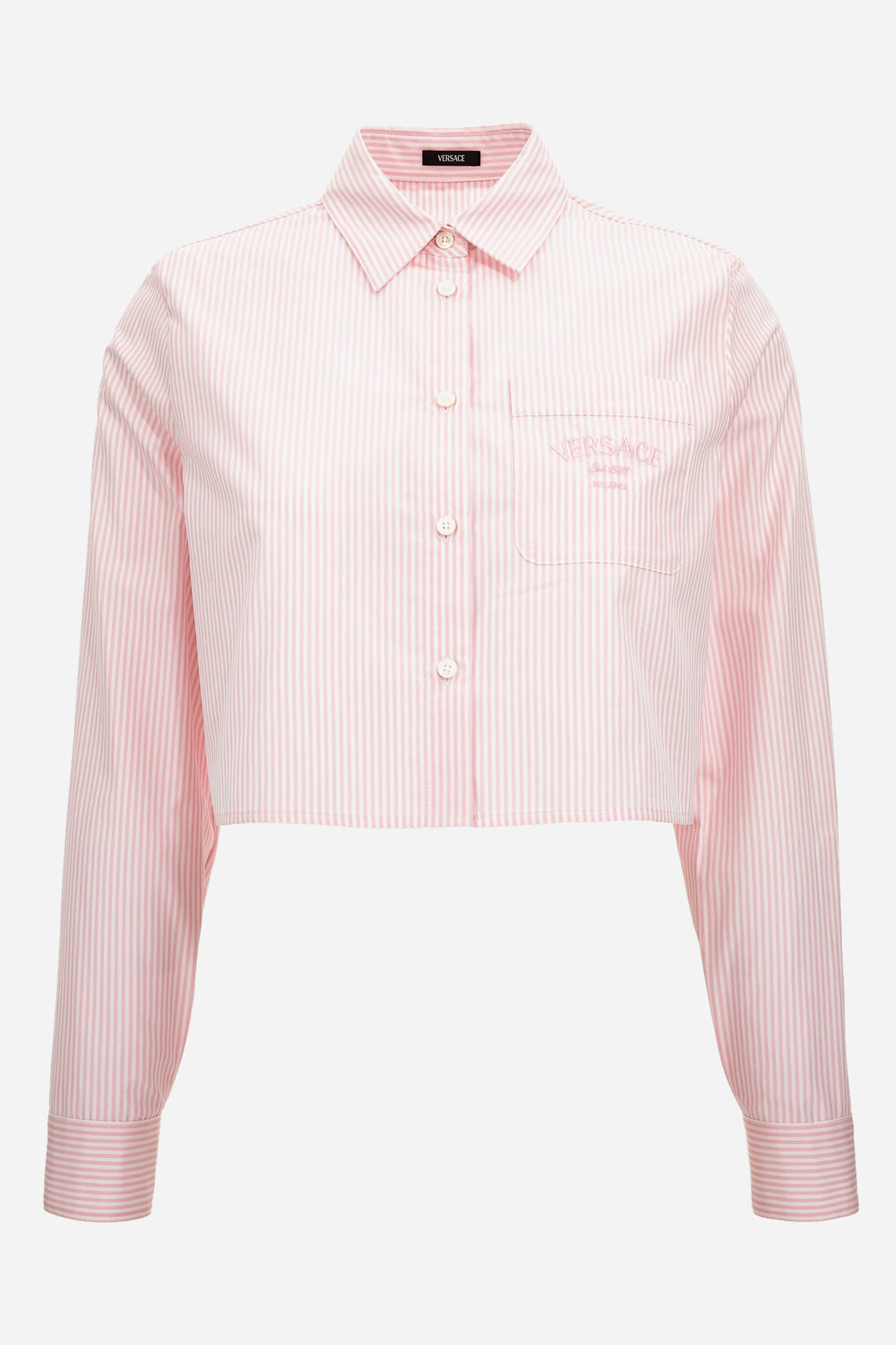 Informal Shirt In Popeline Cotone Righe + Ricamo