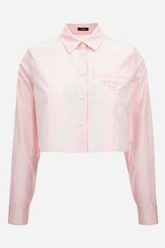 Informal Shirt In Popeline Cotone Righe + Ricamo