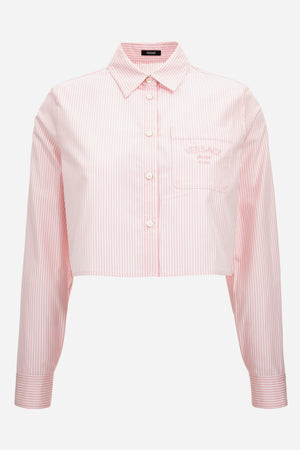 Informal Shirt In Popeline Cotone Righe + Ricamo