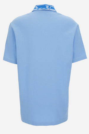 Polo In Piquet Fabric-Jacquard Logo Collar-Versace Embroidery