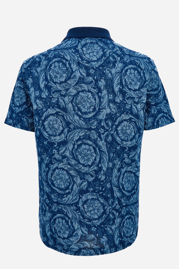 Polo In Barocco Jacquard Piquet Fabric