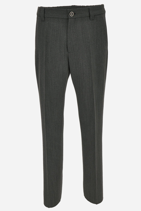 Informal Pant In Wool Twill Mouline Fabric