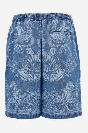 Short Denim In Stop Lasered Denim Holiday Print Medium Blue Wash
