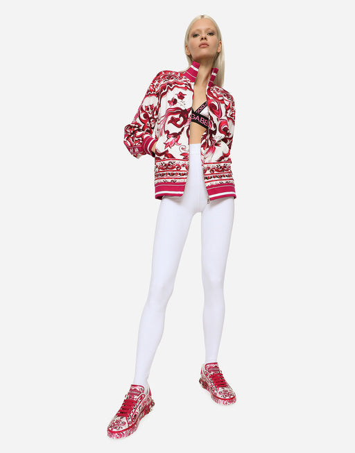 ZIP-UP CADY SWEATSHIRT WITH MAJOLICA PRINT