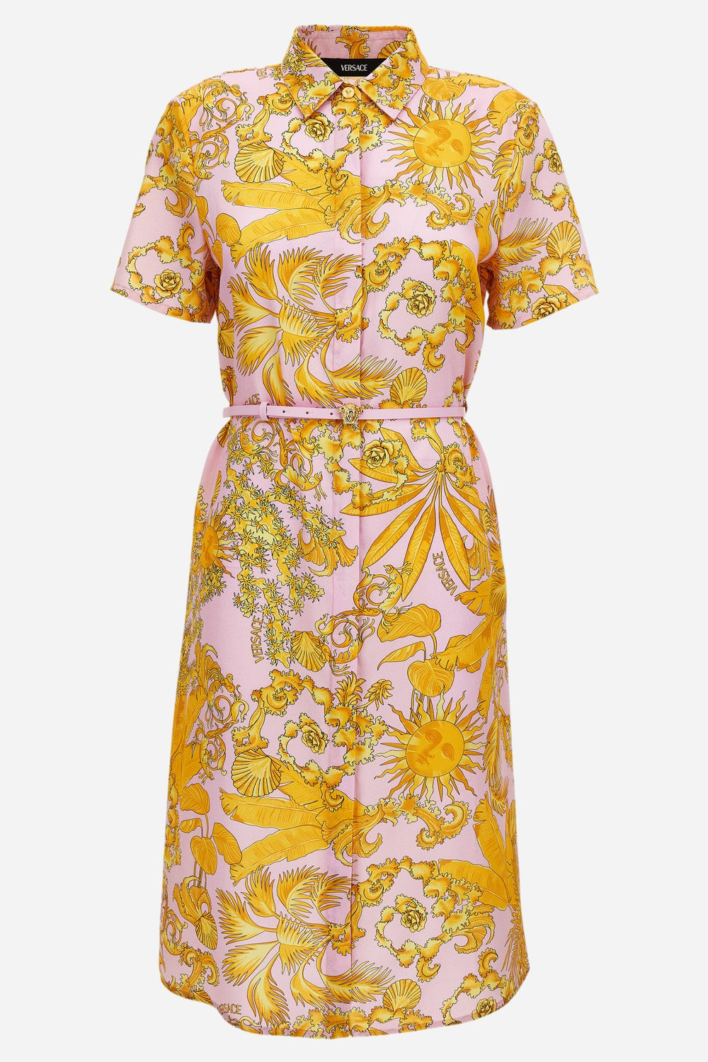 Dress In Twill Poly Baroque Palm Allover Print