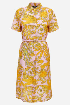 Dress In Twill Poly Baroque Palm Allover Print