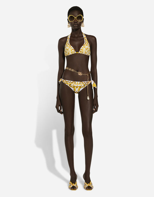 MAJOLICA-PRINT PADDED TRIANGLE BIKINI