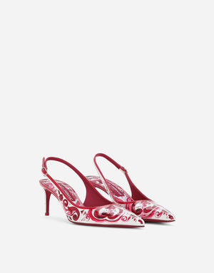 PRINTED POLISHED CALFSKIN SLINGBACKS