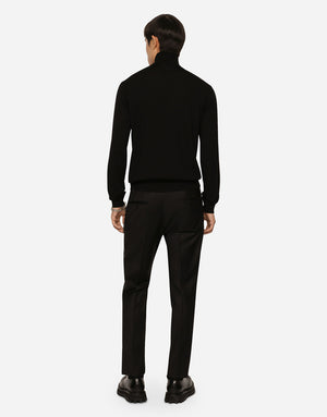 STRETCH WOOL PANTS WITH SIDE BANDS
