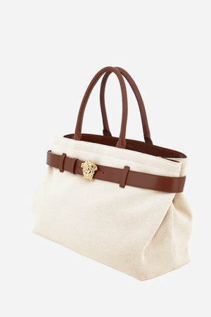 La Medusa Large Tote In Fabric-Calf Leather