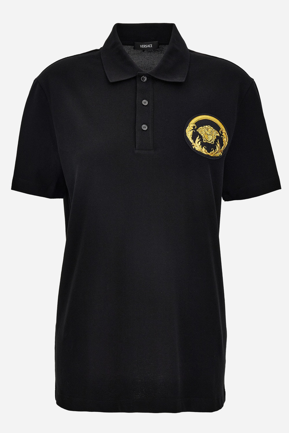 Polo In Piquet Fabric-Medusa Patch