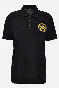Polo In Piquet Fabric-Medusa Patch