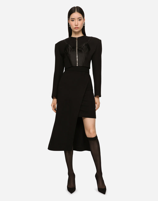 CALF-LENGTH SKIRT WITH JERSEY MINI SKIRT