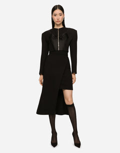 CALF-LENGTH SKIRT WITH JERSEY MINI SKIRT