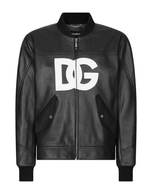 LEATHER JACKET WITH DG LOGO PRINT