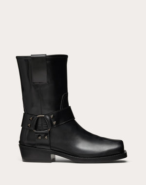 Stivaletto Biker Rockstud In Vitello 40Mm