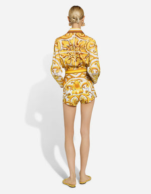 COTTON POPLIN SHORTS WITH MAJOLICA PRINT