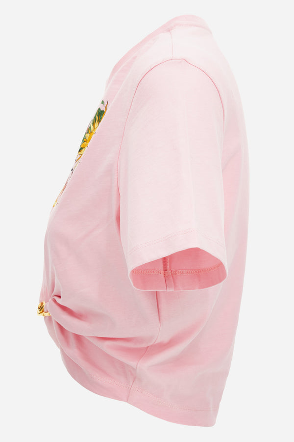 T-Shirt In Jersey With Versace Palm Print