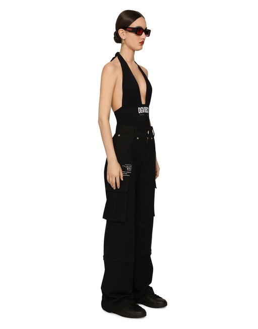 ONE-PIECE SWIMSUIT WITH PLUNGING NECKLINE AND DGVIB3 PRINT