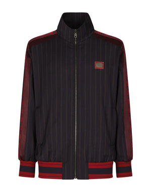 PINSTRIPE WOOL JACKET WITH BRANDED TAG