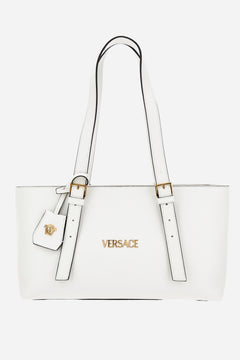 Versace Tag Medium Tote In Lamb Leather