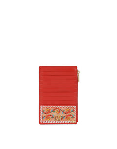 LARGE VERTICAL CARD HOLDER IN CARRETTO-PRINT DAUPHINE CALFSKIN