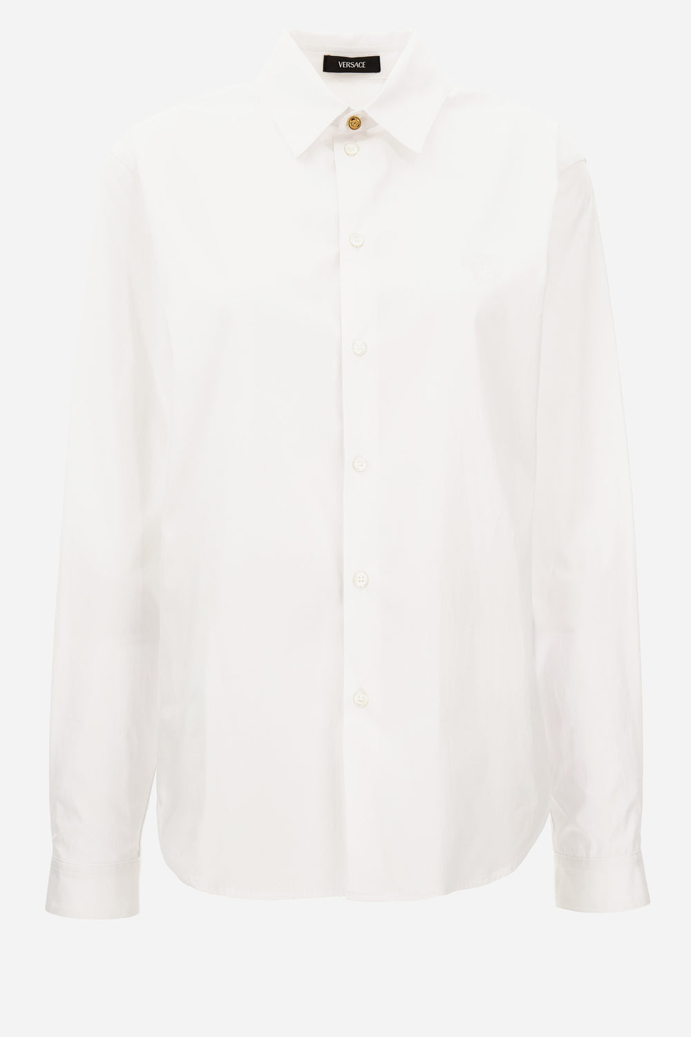 Informal Shirt In Poplin Cotton Fabric-Medusa Embroidery
