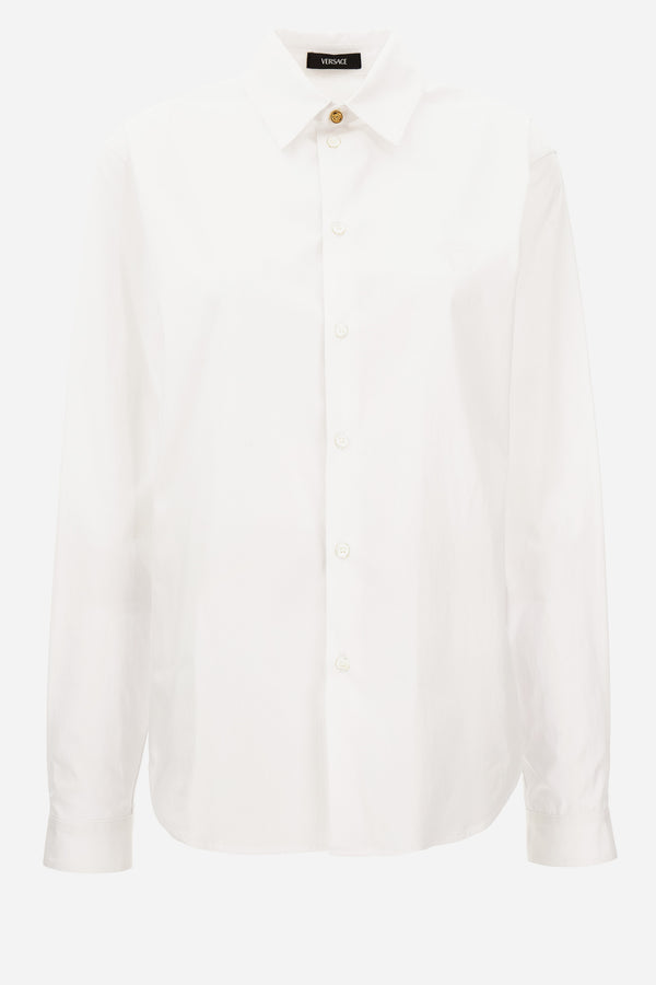 Informal Shirt In Poplin Cotton Fabric-Medusa Embroidery