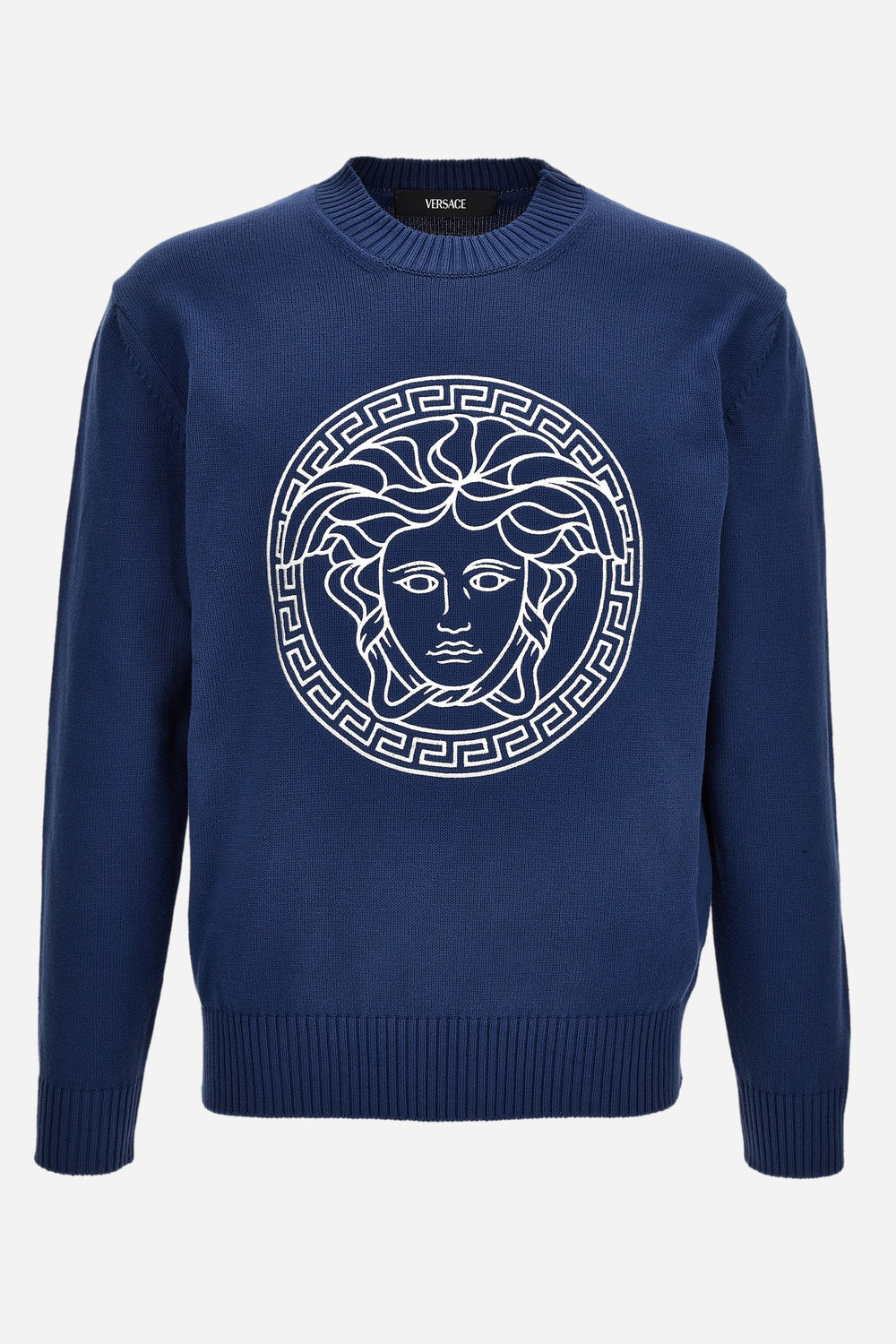 Knit Sweater In Unbrushed Fleece Fabric-Medusa Print-Versace