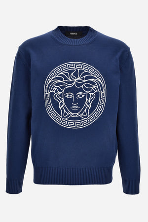 Knit Sweater In Unbrushed Fleece Fabric-Medusa Print-Versace