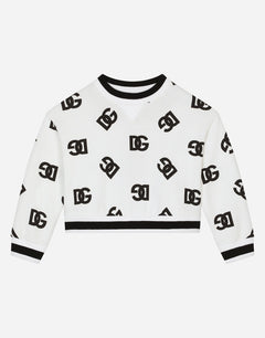 JERSEY ROUND-NECK SWEATSHIRT WITH DG LOGO PRINT