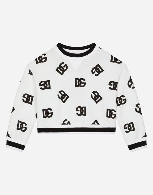 JERSEY ROUND-NECK SWEATSHIRT WITH DG LOGO PRINT