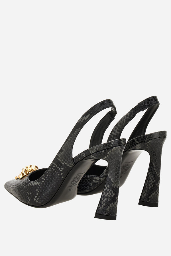 La Medusa Sling Back  In Printed Python Calf Leather