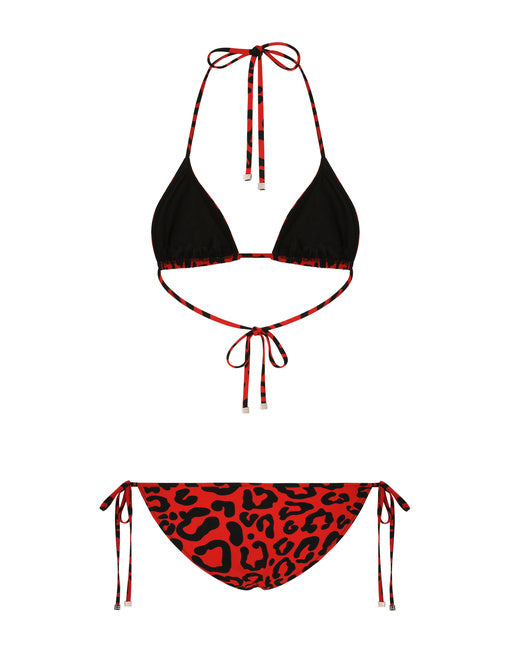 LEOPARD-PRINT TRIANGLE BIKINI