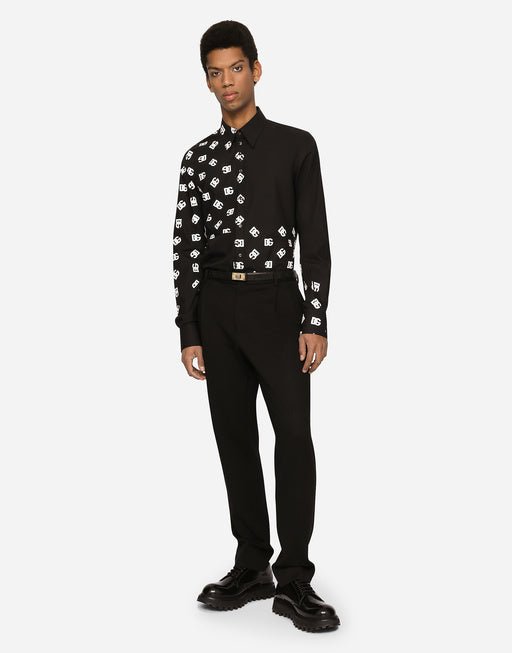 COTTON MARTINI-FIT SHIRT WITH DG LOGO PRINT