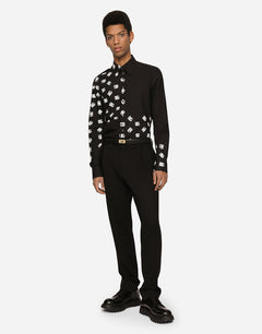 COTTON MARTINI-FIT SHIRT WITH DG LOGO PRINT