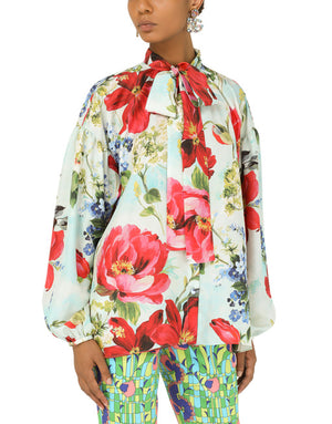 HABOTAI SHIRT WITH PICTORIAL GARDEN PRINT