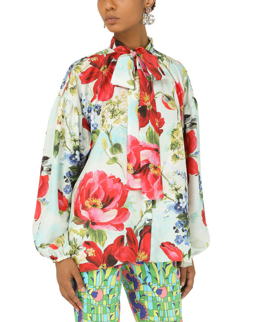 HABOTAI SHIRT WITH PICTORIAL GARDEN PRINT