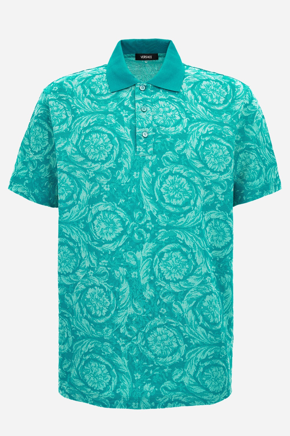 Polo In Barocco Jacquard Piquet Fabric