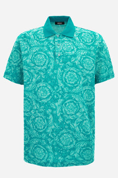 Polo In Barocco Jacquard Piquet Fabric