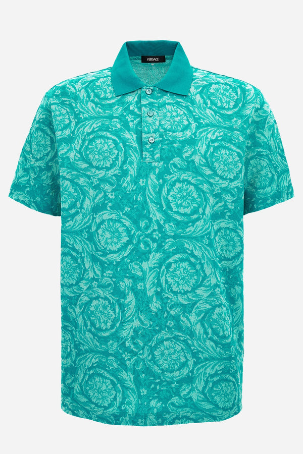Polo In Barocco Jacquard Piquet Fabric