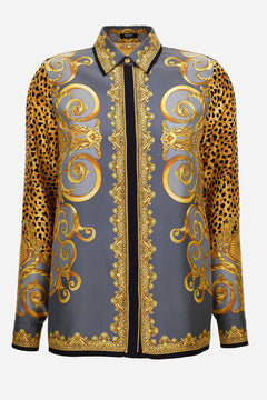 Formal Shirt In Silk Twill Print Cheetah Foulard