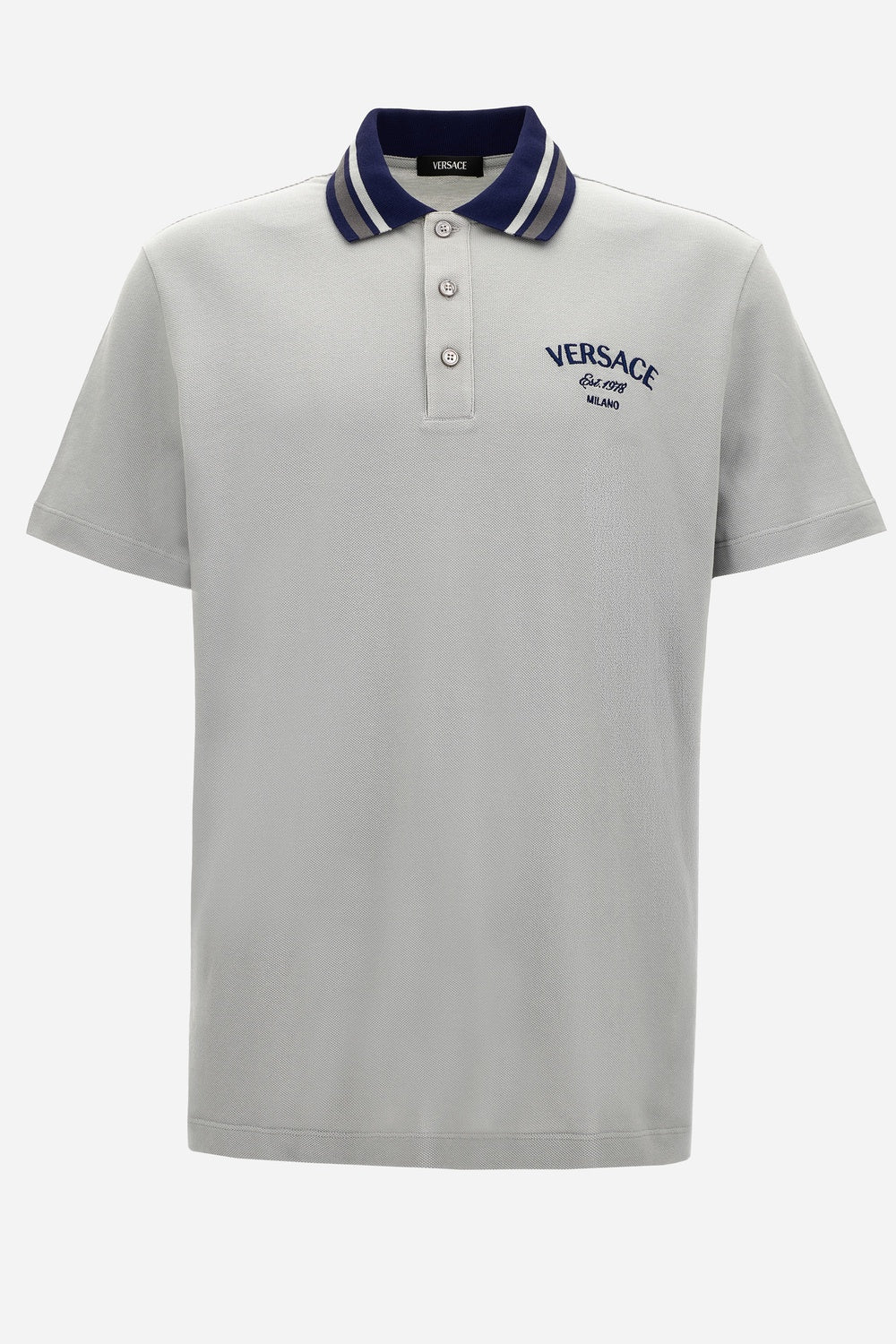 Polo In Cotton Piquet + Versace Milano Embroidery