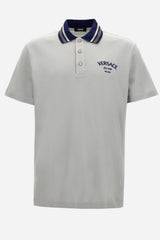 Polo In Cotton Piquet + Versace Milano Embroidery