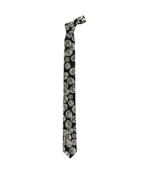 LARGE COIN PRINT 6-CM SILK BLADE TIE
