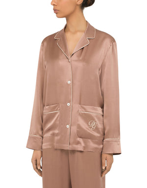 SATIN PAJAMA SHIRT WITH DG EMBROIDERY