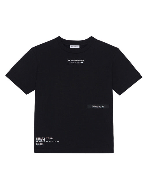 SOLID-COLOR JERSEY T-SHIRT WITH LETTERING PRINT